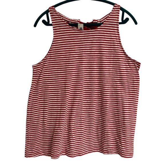 New! Women's OLD NAVY Red & White Striped Tank Top with Bow Tie Back Size Large - Picture 1 of 3